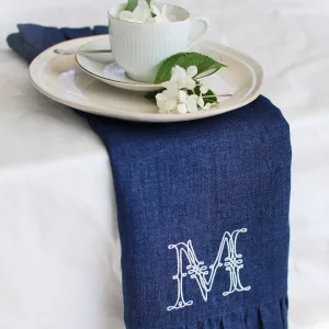 Personalized Embroidered Linen Napkin with Ruffled Edge image 5
