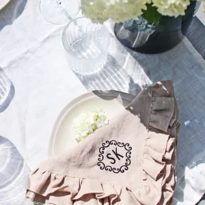 Personalized Embroidered Linen Napkin with Ruffled Edge image 6
