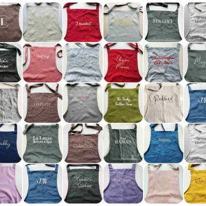 Personalized Embroidered Linen Apron image 3