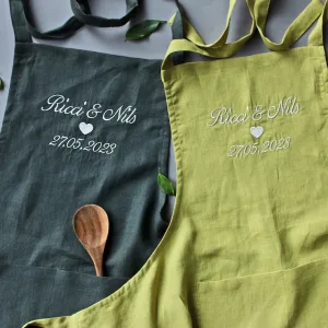 Personalized Embroidered Linen Apron image 1