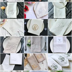 Personalized Embroidered Linen Napkins – Monogrammed Table Napkins image 7