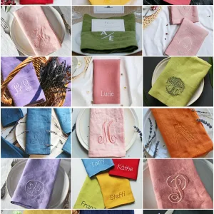 Personalized Embroidered Linen Napkins – Monogrammed Table Napkins image 3