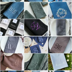 Personalized Embroidered Linen Napkins – Monogrammed Table Napkins image 2