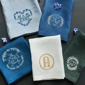 Personalized Linen Napkins with Embroidered Initial image 2